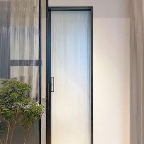 HOHOFILM White Frosted Stripes Window Film Privacy Reeded Glass Film Non Adhesive Decorative Tint for Bathroom Window Door Office (35.4x78.7Inches)