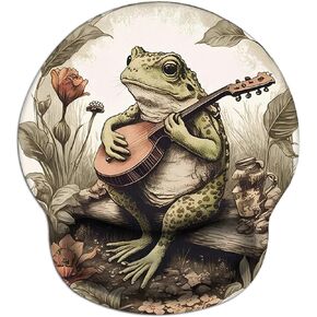 وسادة ماوس Hippie Frog تدعم المعصم، وسادة ماوس مريحة مع قاعدة مطاطية مضادة للانزلاق، لوحة ماوس ناعمة مقاومة للماء مع مسند للمعصم للنساء وأجهزة الكمبيوتر العاملة للألعاب 55C