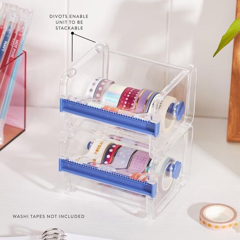 Erin Condren Essentials Washi Tape Dispenser | Desk Supply and Tape Dispenser, Art Tools, and More | Stackable Tape Dispenser with Teeth in 4" L x 3.6" W x 2.63" H in Saudi Arabia