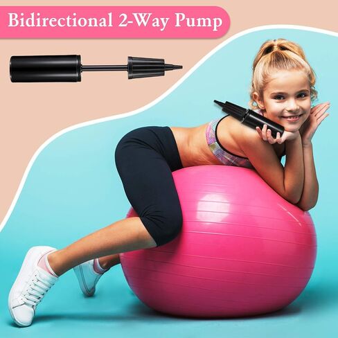 Exercise Ball Hand Pump Fitness Yoga Ball Air Pump Ball Inflator Pump with 2 Pieces Exercise Ball Plug Removers and 10 Pieces Exercise Ball Air Plugs Pin Air Stoppers Adapter Kit for Balls (Black) in Saudi Arabia