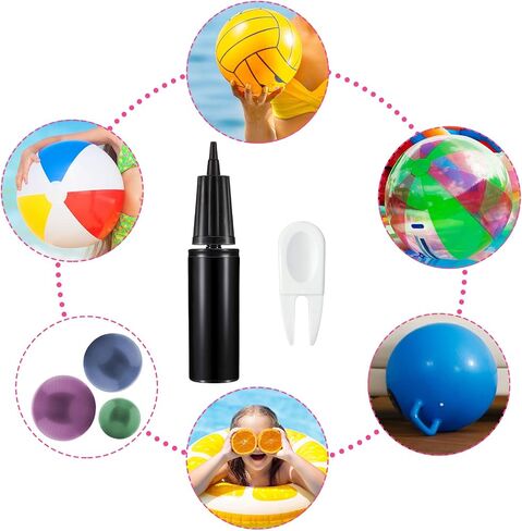 Exercise Ball Hand Pump Fitness Yoga Ball Air Pump Ball Inflator Pump with 2 Pieces Exercise Ball Plug Removers and 10 Pieces Exercise Ball Air Plugs Pin Air Stoppers Adapter Kit for Balls (Black) in Saudi Arabia