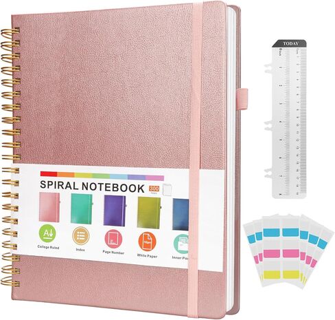 GuanQiao Spiral Notebook,8.5 x 11 College Ruled Notebooks for Work/Note Taking, Leather Hardcover Writing Journal for Women/Men,300 Pages A4 Lined Meeting Notebook for School Office,Green in Saudi Arabia