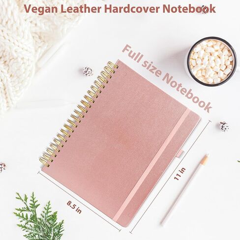 GuanQiao Spiral Notebook,8.5 x 11 College Ruled Notebooks for Work/Note Taking, Leather Hardcover Writing Journal for Women/Men,300 Pages A4 Lined Meeting Notebook for School Office,Green in Saudi Arabia