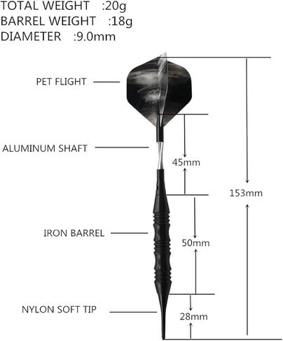 Professional Exquisite 20 Gram Soft Tip Darts Set Carrying Hard Suitcase | 3 Black Coated Iron Barrels | 3 Aluminum Shaft, Each Recreation Room, Bar and Game Room Level (Red+3 Extra Flights) in Saudi Arabia