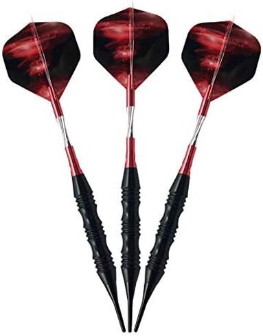 Professional Exquisite 20 Gram Soft Tip Darts Set Carrying Hard Suitcase | 3 Black Coated Iron Barrels | 3 Aluminum Shaft, Each Recreation Room, Bar and Game Room Level (Red+3 Extra Flights) in Saudi Arabia