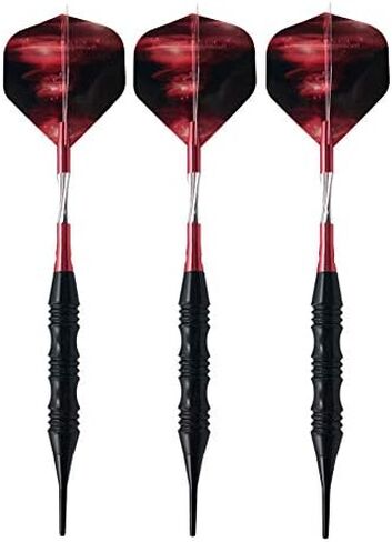 Professional Exquisite 20 Gram Soft Tip Darts Set Carrying Hard Suitcase | 3 Black Coated Iron Barrels | 3 Aluminum Shaft, Each Recreation Room, Bar and Game Room Level (Red+3 Extra Flights) in Saudi Arabia