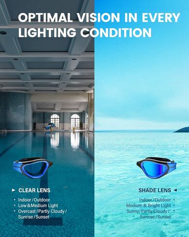 YAKAON A1 Swimming Goggles, Wide View Swim Goggles Anti-Fog for Men Women Adult in Saudi Arabia