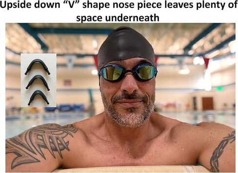 نظارات السباحة على شكل ثعبان وخنزير باسيليسك، مريحة ومناسبة للبالغين من الرجال والنساء والشباب والأطفال (الأزرق والأبيض، عدسات زرقاء) in Kuwait