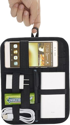 منظم إلكترونيات، حقيبة تنظيم إدارة معدات السفر JOTO لملحقات الإلكترونيات، أدوات القرص الصلب، بطاقة الذاكرة، كابلات محرك فلاش، شاحن مستحضرات التجميل، مجموعة العناية الشخصية - صغير (أسود) in Kuwait