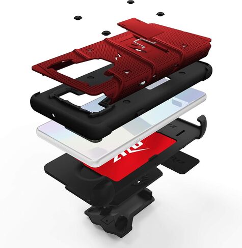 ZIZO Bolt Series for LG Stylo 6 Case with Screen Protector Kickstand Holster Lanyard - Red & Black in Saudi Arabia