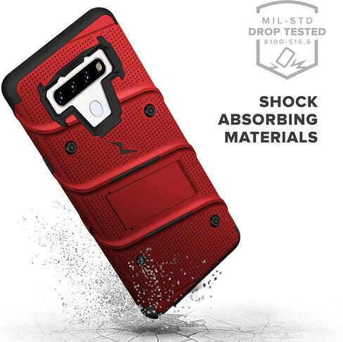 ZIZO Bolt Series for LG Stylo 6 Case with Screen Protector Kickstand Holster Lanyard - Red & Black in Saudi Arabia