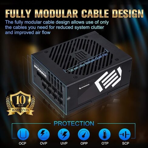 MAINGEAR IGNITION Fully Modular Power Supply PC, 850W, 80 Plus Gold Certified, SLI CrossFire Ready, FSP850-50ABB, 10 Year Warrenty in Saudi Arabia