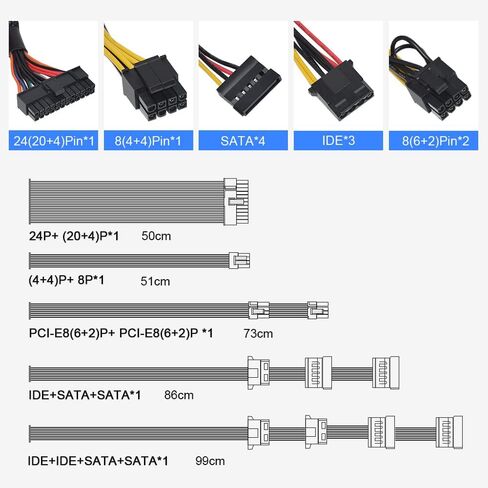 ATX 500W 12V 80 Plus مزود طاقة الكمبيوتر النشط غير المعياري المعتمد باللون الذهبي مع مروحة 120 مم يتم التحكم فيها حراريًا تلقائيًا in Kuwait