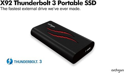 محرك أقراص الحالة الصلبة Thunderbolt 3 خارجي معتمد من الألومنيوم سعة 1 تيرابايت M.2 PCIe NVMe مع مبدد حرارة مزدوج الطبقة بحد أقصى. سرعة تصل إلى قراءة 3400 ميجابايت/ثانية موديل X92 (1 تيرابايت، أسود) in Saudi Arabia