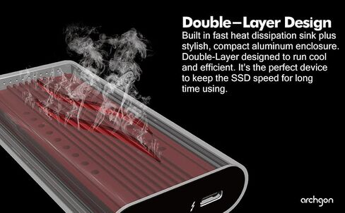 محرك أقراص الحالة الصلبة Thunderbolt 3 خارجي معتمد من الألومنيوم سعة 1 تيرابايت M.2 PCIe NVMe مع مبدد حرارة مزدوج الطبقة بحد أقصى. سرعة تصل إلى قراءة 3400 ميجابايت/ثانية موديل X92 (1 تيرابايت، أسود) in Saudi Arabia