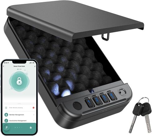 صندوق الأمان الآمن للمنزل، الوصول السريع، صندوق قفل آمن للمال مع لوحة مفاتيح مفاتيح والتحكم في التطبيق، صندوق آمن للمنزل لتخزين المجوهرات النقدية، ضوء LED مزدوج، وظيفة كتم الصوت in Kuwait