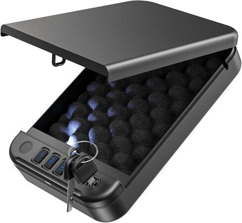 صندوق الأمان الآمن للمنزل، الوصول السريع، صندوق قفل آمن للمال مع لوحة مفاتيح مفاتيح والتحكم في التطبيق، صندوق آمن للمنزل لتخزين المجوهرات النقدية، ضوء LED مزدوج، وظيفة كتم الصوت in Kuwait