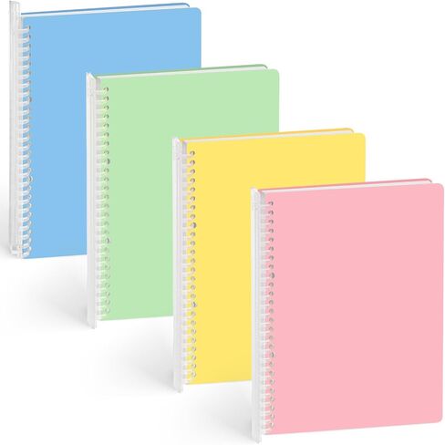 Koogel 4PCS Spiral Notebook Journal, Smart Ring Binder Notebooks 7.5x10.5inch Grid Notebook with Sliding Bar Binder for School Office in Saudi Arabia