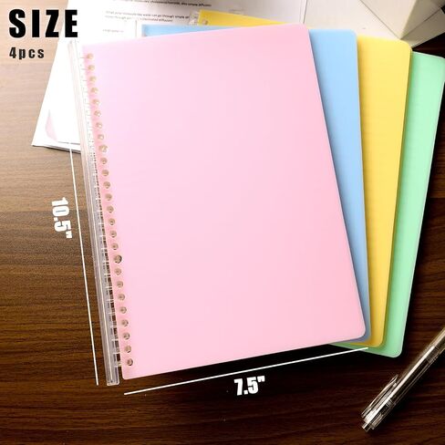 Koogel 4PCS Spiral Notebook Journal, Smart Ring Binder Notebooks 7.5x10.5inch Grid Notebook with Sliding Bar Binder for School Office in Saudi Arabia