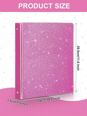 4 Pieces 3 Ring Binder Glitter 1 Inch Binder Organizer Cute Binders Office Accessories Round Ring Binders for School Office, 11.61 x 10.24 x 1.38 Inches, Gold, Rose Pink, Rose Gold, Light Blue in Saudi Arabia