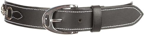 Huntley Equestrian Daisy Clipper Children's Leather Nickel Finished Brass Stirrup Buckle Design Snaffle Bit Black Belt in Saudi Arabia