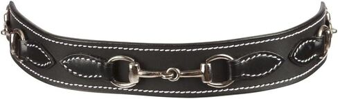 Huntley Equestrian Daisy Clipper Children's Leather Nickel Finished Brass Stirrup Buckle Design Snaffle Bit Black Belt in Saudi Arabia