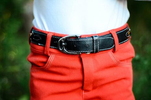 Huntley Equestrian Daisy Clipper Children's Leather Nickel Finished Brass Stirrup Buckle Design Snaffle Bit Black Belt in Saudi Arabia