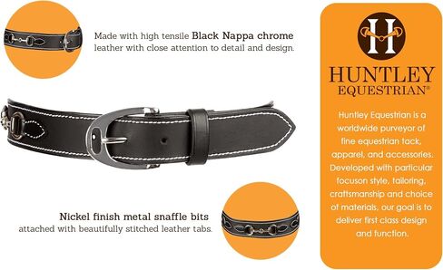 Huntley Equestrian Daisy Clipper Children's Leather Nickel Finished Brass Stirrup Buckle Design Snaffle Bit Black Belt in Saudi Arabia