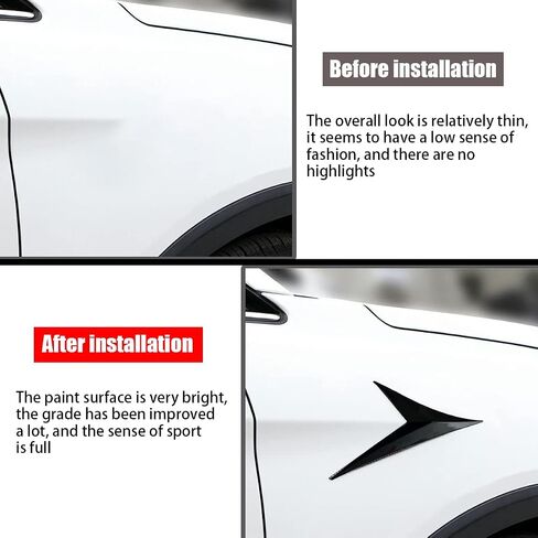 Side Air Vent Fender Trim, 2 PCS Universal Decorative Stickers for Car Body, Triangular Decor for Auto Refitting, Air Outlet Cover Anti-Collision Strip, Vehicle Exterior Accessories (Black) in Saudi Arabia