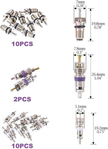 طقم أساسي لصمام تكييف الهواء 40 قطعة من Swpeet، A/C R12 R134a صمام جذعي لإطارات التبريد مع أداة إزالة لمعظم السيارات in Saudi Arabia