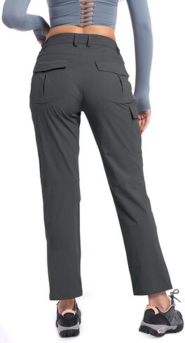 Women's Cargo Lightweight Hiking Pants Casual High Waisted Athletic Outdoor Travel Trousers with Pockets in Kuwait