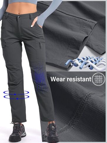 Women's Cargo Lightweight Hiking Pants Casual High Waisted Athletic Outdoor Travel Trousers with Pockets in Kuwait