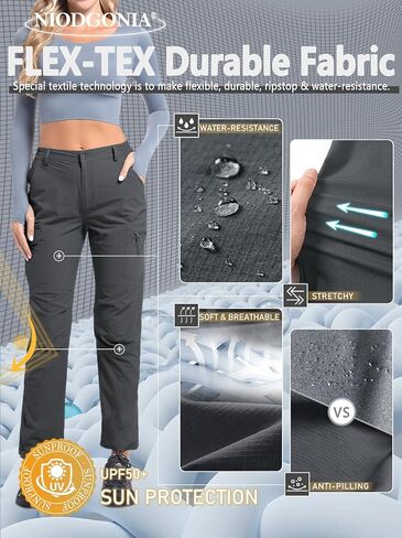 Women's Cargo Lightweight Hiking Pants Casual High Waisted Athletic Outdoor Travel Trousers with Pockets in Kuwait
