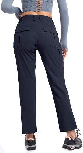 Women's Cargo Lightweight Hiking Pants Casual High Waisted Athletic Outdoor Travel Trousers with Pockets in Kuwait