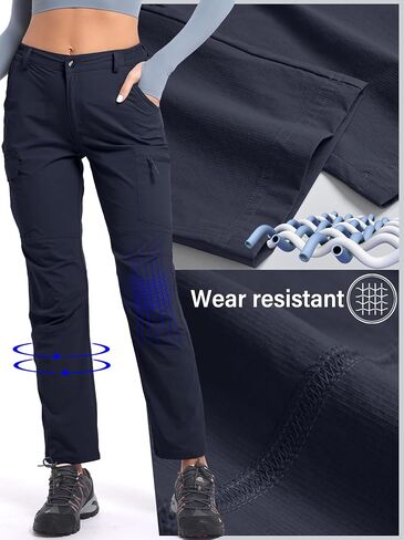 Women's Cargo Lightweight Hiking Pants Casual High Waisted Athletic Outdoor Travel Trousers with Pockets in Kuwait
