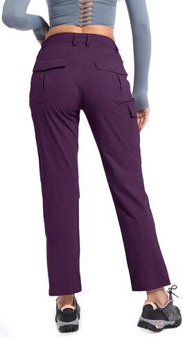 Women's Cargo Lightweight Hiking Pants Casual High Waisted Athletic Outdoor Travel Trousers with Pockets in Kuwait
