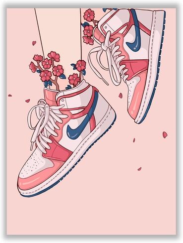 ملصق حذاء رياضي وردي Hypebeast Girly - (12 × 16 بوصة) غير مؤطر - لوحة فنية جدارية AJ، ديكور غرفة Hypebeast، ملصق فني جداري مستقل، مجموعة أحذية رياضية رياضية Air Gym Shoebox ملصق جمالي رائع للأولاد المراهقين in Kuwait