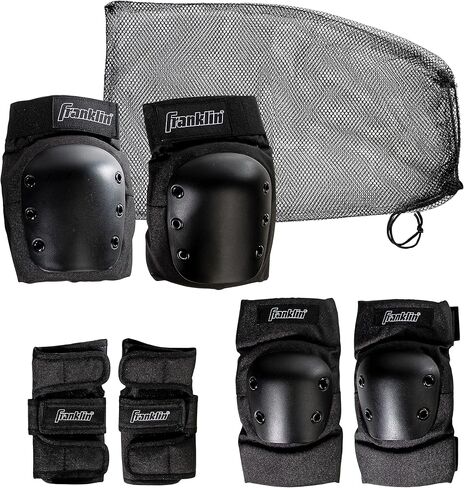 Franklin Sports Youth/Adult Knee Pads, Elbow Pads, Wrist Guards 3 in 1 Protective Set for Skate Protective - Skateboard - Biking in Saudi Arabia