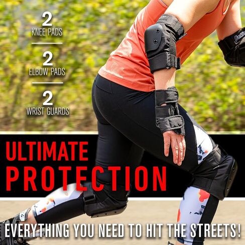 Franklin Sports Youth/Adult Knee Pads, Elbow Pads, Wrist Guards 3 in 1 Protective Set for Skate Protective - Skateboard - Biking in Saudi Arabia