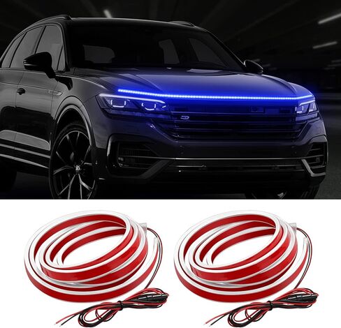 Exterior Car LED Hood Light Strip, 59 Inch Dreamcolor Car Under Hood Decoration Light Strips with Chasing, Flexible Waterproof Daytime Running Light Strip kit for Cars, SUVs, Trucks in Kuwait