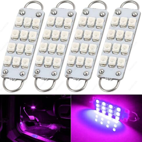 44 مم 12-SMD 3528 مصابيح LED اكليل لباب السيارة الجانبي حلقة صلبة 1.73 بوصة مصابيح LED 561 562 567 (4 قطع) (وردي/أرجواني) in Kuwait