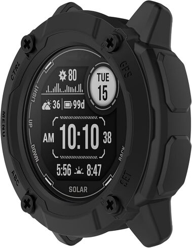 غطاء حماية متوافق مع Garmin Instinct 2X Solar Case واقٍ واقٍ مقاس 50 مم مخصص لملحقات ساعة Garmin Instinct 2X Solar التكتيكية (أسود) in Saudi Arabia
