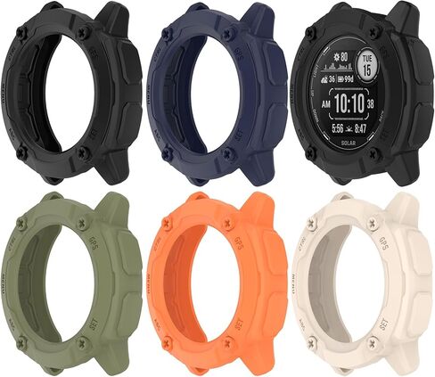 غطاء حماية متوافق مع Garmin Instinct 2X Solar Case واقٍ واقٍ مقاس 50 مم مخصص لملحقات ساعة Garmin Instinct 2X Solar التكتيكية (أسود) in Saudi Arabia