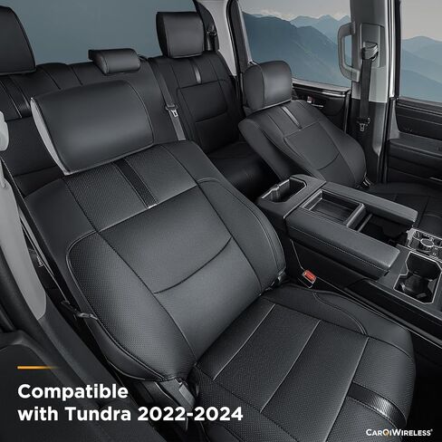 غطاء مقعد تويوتا تندرا 2023، لملحقات التندرا 2022-2024، غطاء جلد صناعي مقاوم للماء، فايبر أسود in Saudi Arabia