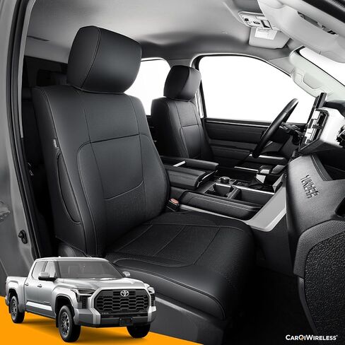 for Toyota Tundra Seat Cover 2023, for Tundra Accessories 2022-2024, Water Proof Faux Leather Cover, Fiber Black in Saudi Arabia