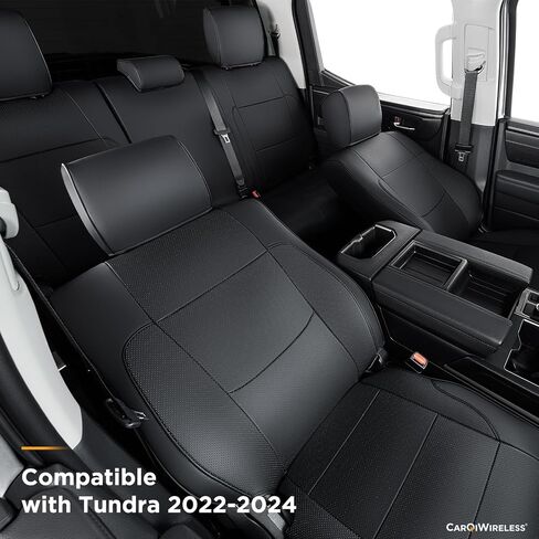 for Toyota Tundra Seat Cover 2023, for Tundra Accessories 2022-2024, Water Proof Faux Leather Cover, Fiber Black in Saudi Arabia