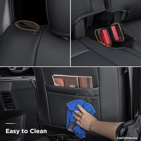 for Toyota Tundra Seat Cover 2023, for Tundra Accessories 2022-2024, Water Proof Faux Leather Cover, Fiber Black in Saudi Arabia
