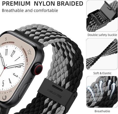 Lerobo 2 Pack Stretchy Solo Loop Compatible with Apple Watch Band 38mm 40mm 41mm 42mm 44mm 45mm 49mm Women Men,Braided Sport Strap Wristband for iWatch Band Series 9 8/7/6/5/4/3/2/1/SE Ultra/Ultra2 in Kuwait