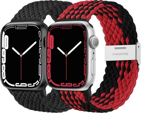 Lerobo 2 Pack Stretchy Solo Loop Compatible with Apple Watch Band 38mm 40mm 41mm 42mm 44mm 45mm 49mm Women Men,Braided Sport Strap Wristband for iWatch Band Series 9 8/7/6/5/4/3/2/1/SE Ultra/Ultra2 in Kuwait