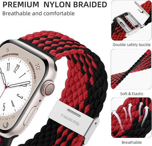 Lerobo 2 Pack Stretchy Solo Loop Compatible with Apple Watch Band 38mm 40mm 41mm 42mm 44mm 45mm 49mm Women Men,Braided Sport Strap Wristband for iWatch Band Series 9 8/7/6/5/4/3/2/1/SE Ultra/Ultra2 in Kuwait